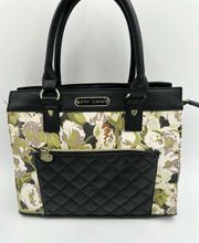 Betsey Johnson Black And White Multicolor Floral Shoulder Bag