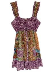 Colorful Patchwork Sleeveless Dress Size Small