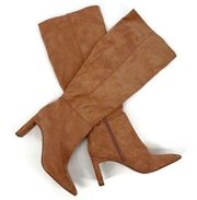 Melrose and Market Harper Vegan Suede Heeled Boots Tan 8