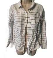 Women's Merona Striped Button-Down Shirt M