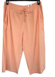 Style & Co 2X-Large Capris Pants Wide Leg Smocked Waist Pockets Gauzy Peach New