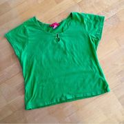 🌺 Colorful Short-Sleeve Keyhole Tee, Green, Size XL