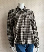 ba&sh Sandy Plaid Long Sleeve Shirt  sz Medium PW15