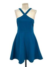 Likely Ashland Halter Sleeveless Fit-and-Flare Short Dress Blue Size 8