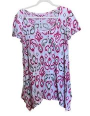 Fresh Produce Size Medium Multicolor Boho Print Cotton Asymmetrical Blouse