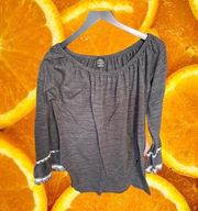 WinWin Scoop Neck Gray and White Blouse‎ Size L/XL
