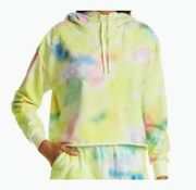 Alice plus Olivia Tie Dye Funnel Neck Crop Hoodie,  Beachside Yellow M