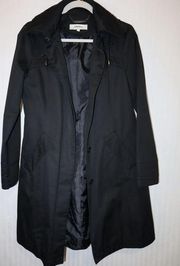 Hawke & CO Black Trench Coat Hooded Sz Small 
Black