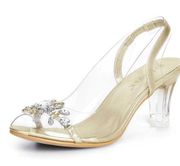 Allegra K Clear Rhinestone Sandals