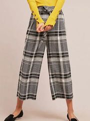 Anthropologie Ett Twa  Black & White Plaid Cropped Wide Leg Pants