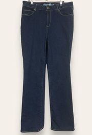 Eddie Bauer Boot Cut Jeans Slightly Curvy Women Tall 12 Dark Wash Stretch Denim