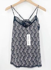 BISHOP + YOUNG Cami Size Extra Small Lotus Camisole Botanical B&W Lace Satin NWT