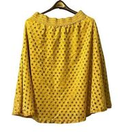 Metro Wear Womens Size Large Yellow Mustard Skirt Lace Overlay‎ Elastic Waist