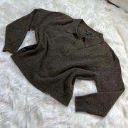 Green Collared V Neck Sweater