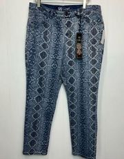 NWT DG2 Diane Gilman Snakeskin Print Denim Skinny Jeans Size 16 Petite