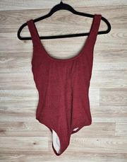 Square Neck Red Pucker One Piece Swimsuit Women’s Small NWT