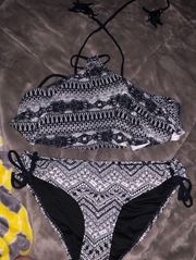 black and white halter top bikini 