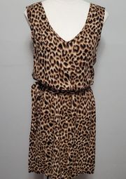 Lucky Brand leopard print blouson midi dress size small