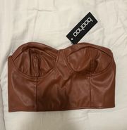 Brown Leather Corset Top