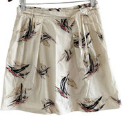 L.L. Bean Signature 100% cotton whimsical sailboat print flounce mini skirt XS