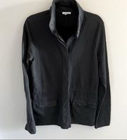 James Perse Standard Mixed Media Black Button Down Front Pocket Jacket