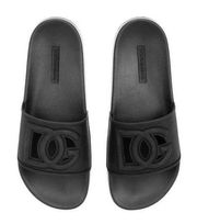 Dolce & Gabbana Rubber beachwear sliders with DG logo Size 35, New in Box