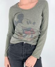 Disney  Parks Mickey Mouse Long Sleeve Olive Green Top Size Small