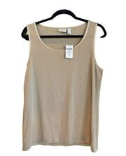 Chico’s Picot Shimmer Tank Top Size 3 XL Summer Khaki Gold Women's Large New