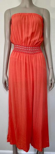 Coral Bandeau Jumpsuit NWT!