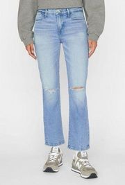 NWT Frame Le High Straight Demarco Rips Denim Blue Jeans Size 33