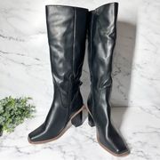 French Connection Hailee Black Tall Vegan Leather Boots Size 8.5