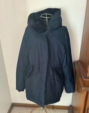Abercrombie blue poly filled winter coat with faux fur hood lining M