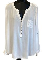 Torrid White Long Sleeve Tunic Top