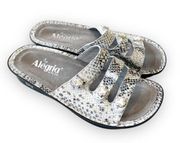 Alegria Fiona White Leather Reptile Print Triple Strap Sandal Women’s Size 37 EU