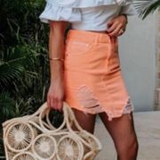 Zara perfectly tattered neon mini skirt