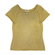 Talbots Womens Size S Short Sleeve Sweater 100% Cotton Cable Knit Raglan Vintage