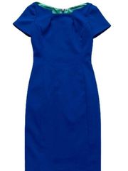 T Tahari Rumer Dress Royal Blue Short Sleeve Contrast Lining Sheath Dress Size 2