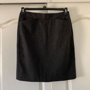 Grey Wool Knee Pencil Skirt With Pockets