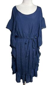 Mia Joy Joyfolie Jovia dress in navy ruffle tie Sz L