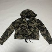 Bershka | Camo Army Rain Jacket Windbreaker XS Green Black NWOT