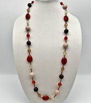 Natural Stone Acrylic Seed Bead Long Fashion Necklace ”