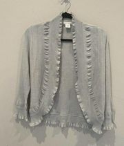 Diane von Furstenberg Women's M Light Green Ruffle Cardigan 100%‎ Wool H0222