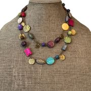 Colorful Multi Bead Layered Chain Necklace