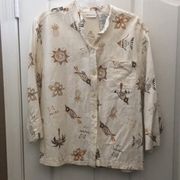 White stag linen blend blouse medium