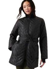 ATHLETA Women's L Mendocino Quilted Puffer Coat Jacket Black Outdoor Activewear