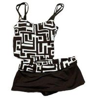 La Blanca Womens Cream Brown Tankini Skirt Overlay Bikini Bottoms Size 8