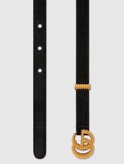 Gucci Suede Belt With Torchon Double G Buckle size 80