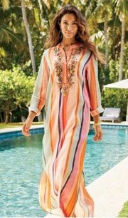 Soft Surroundings Icon Stripe Aruba Caftan Dress Size XS
