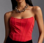 BY  RED STRAPLESS SEAMED TOP