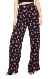 WAYF Petal Print High Waist Wide Leg Pants